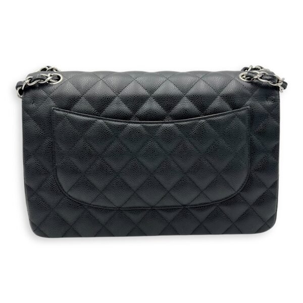 Classic Double Flap Jumbo Black Shoulder Bag in Caviar Leather, Silver hardware - Image 2