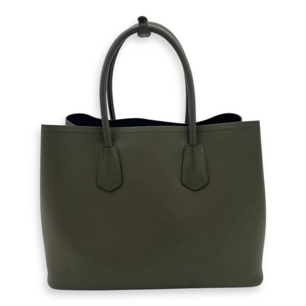 Double Top Handle Bag Green in Saffiano Leather, Gold hardware - Image 2