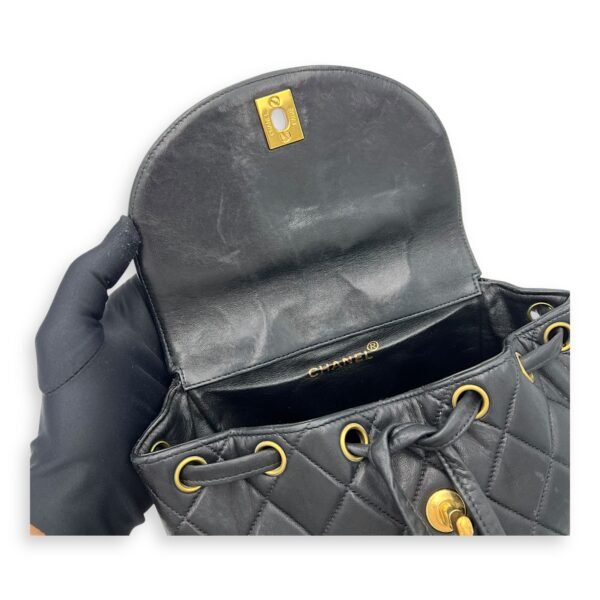 Duma Backpack Black in Calfskin, Gold hardware - Image 24