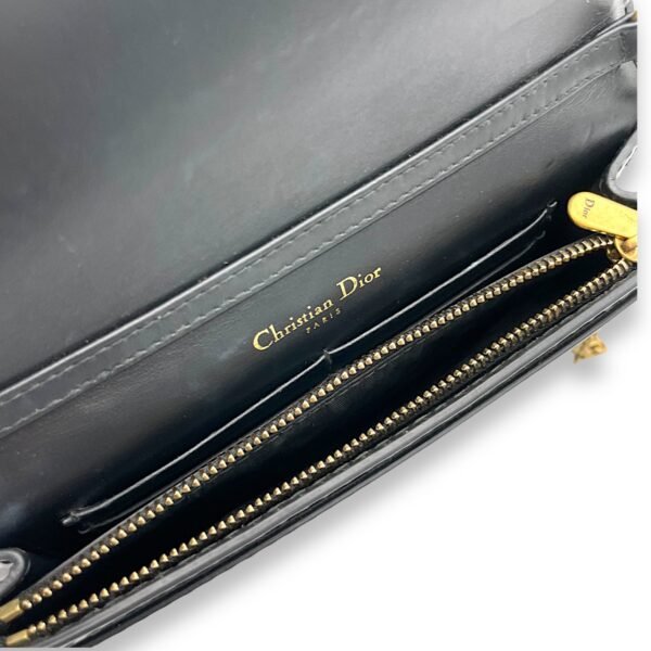 J'adior Black Wallet On Chain in Calfskin, Brushed Gold hardware - Image 11