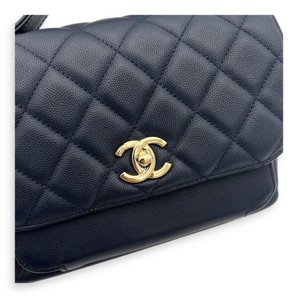 Business Affinity Top Handle Bag Blue in Caviar Leather, Light Gold hardware - Image 9