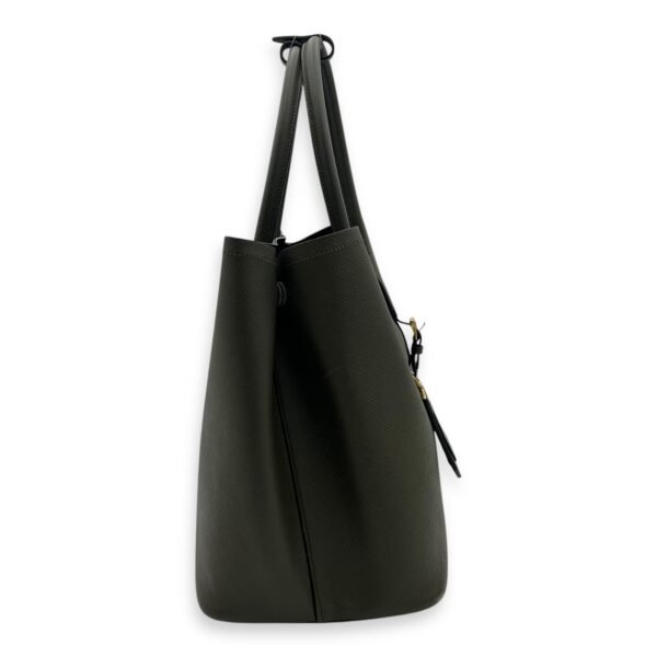 Double Top Handle Bag Green in Saffiano Leather, Gold hardware - Image 3