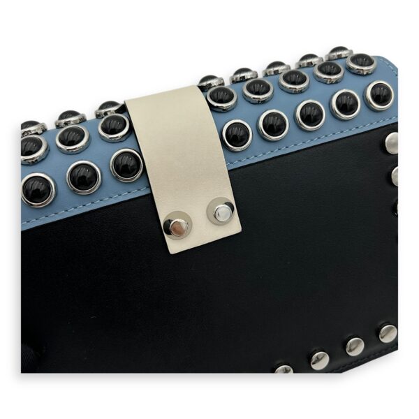 Studs Clutch Black in Calfskin, Silver hardware - Image 12