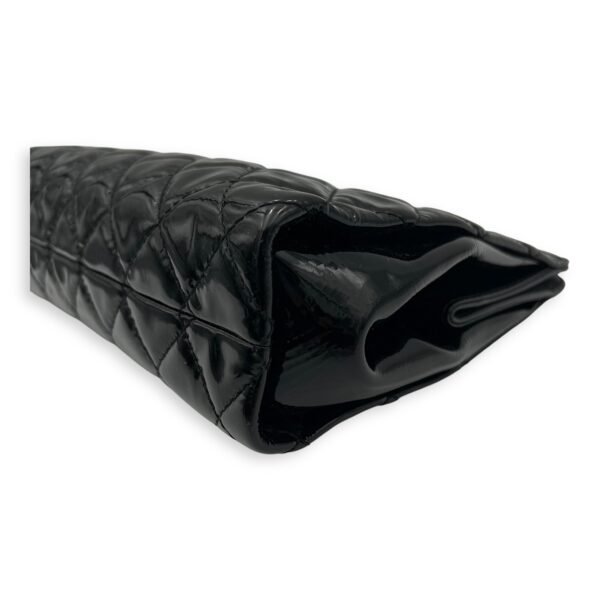 CC Quilted Black Clutch in Patent Leather, Silver hardware - Image 10