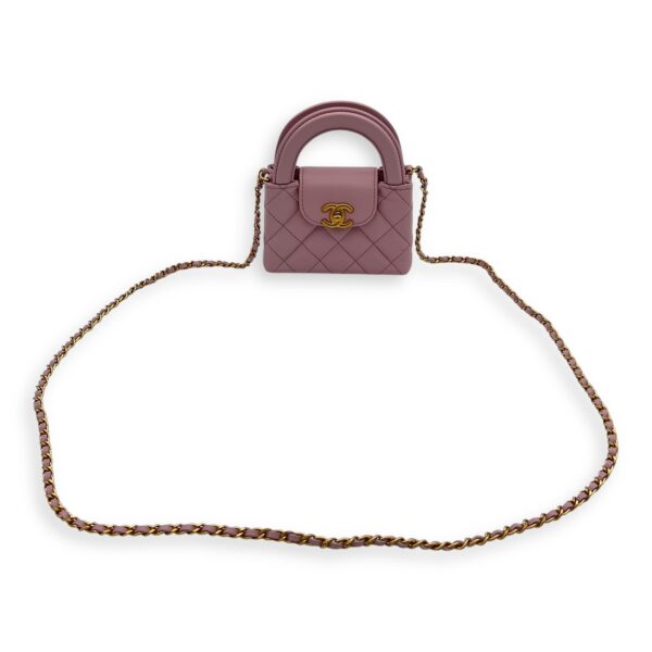 Kelly Top Handle Bag Nano Pink in Calfskin, Gold hardware - Image 10