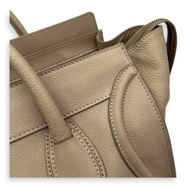 Luggage Mini Beige Top Handle Bag in Calfskin, Gold hardware - Image 22