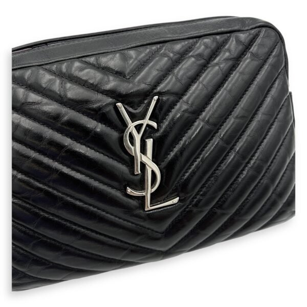 Lou Crossbody Bag Black in Calfskin, Silver hardware - Image 13