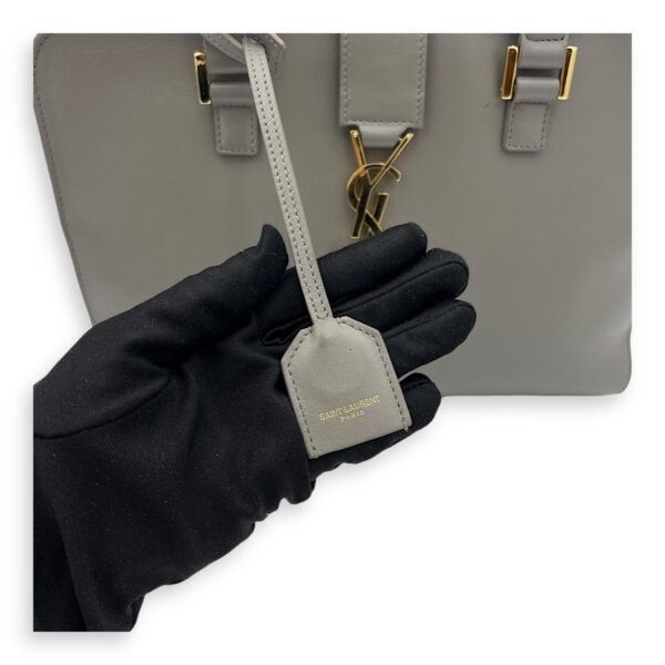Cabas Small Grey Top Handle Bag in Calfskin, Gold hardware - Image 9