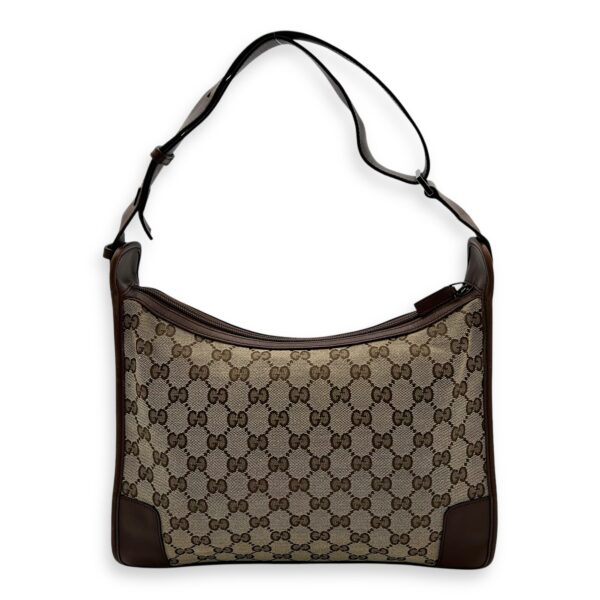 GG Shoulder Bag Brown in Canvas, Silver hardware - Image 2