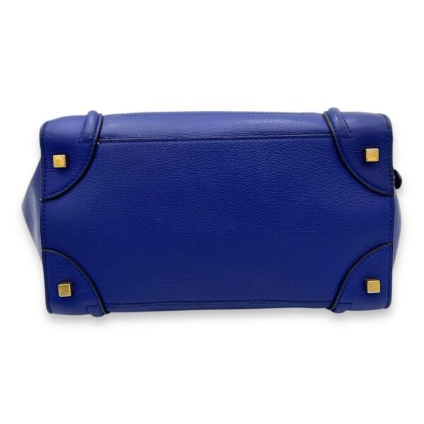 Luggage Top Handle Bag Mini Blue in Calfskin, Gold hardware - Image 5