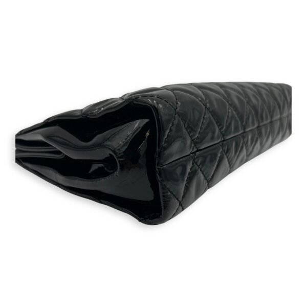 CC Quilted Black Clutch in Patent Leather, Silver hardware - Image 9
