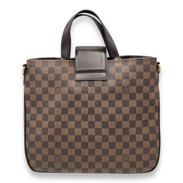 Logo Top Handle Bag Brown in Coated Canvas, Gold hardware - Image 2