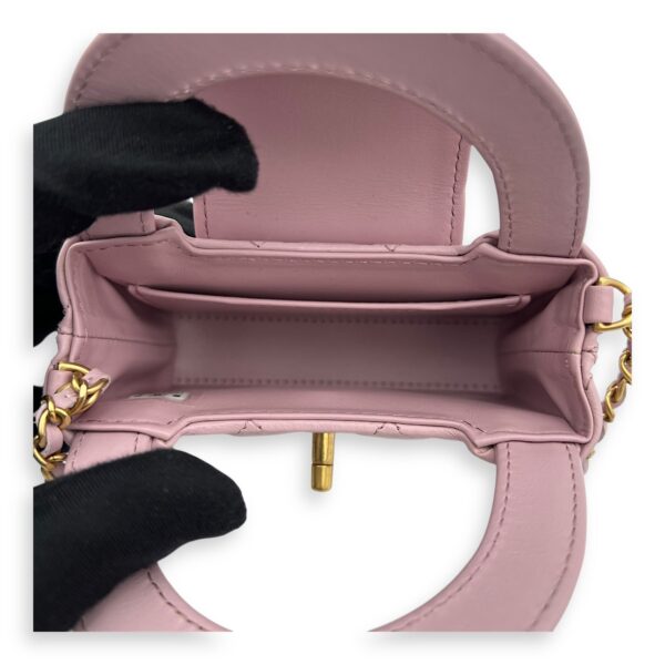 Kelly Top Handle Bag Nano Pink in Calfskin, Gold hardware - Image 6