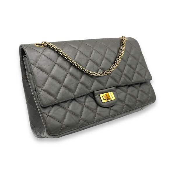 2.55 Brown Shoulder Bag in Calfskin, Gold hardware - Image 3