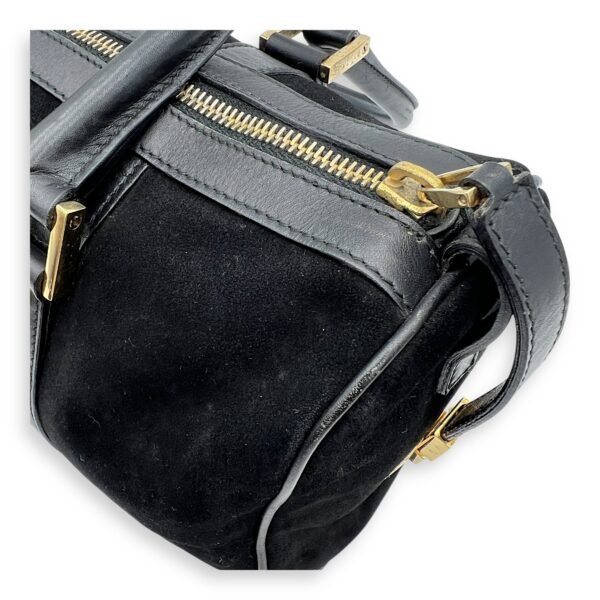 Boston Top Handle Bag Black in Suede Leather, Gold hardware - Image 22