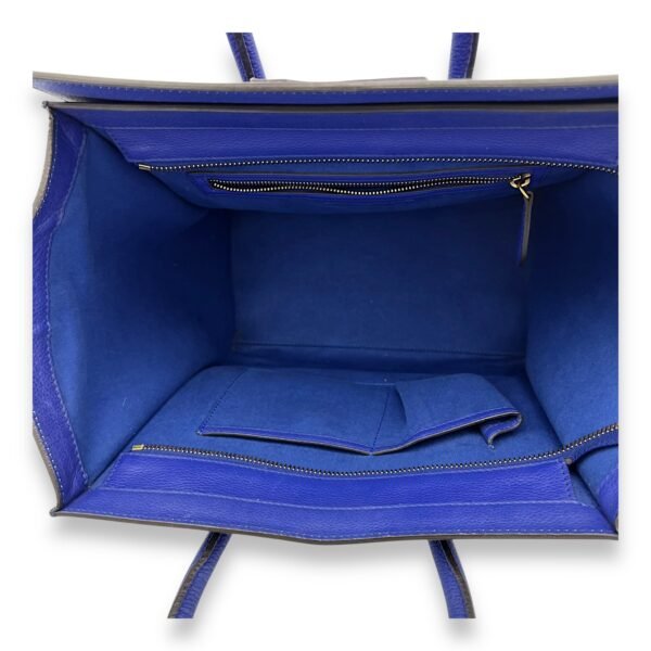 Luggage Top Handle Bag Mini Blue in Calfskin, Gold hardware - Image 6