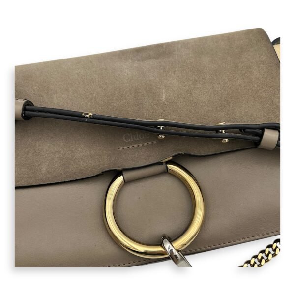 Faye Grey Crossbody Bag in Calfskin, Gold hardware - Image 11