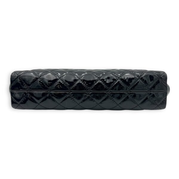 CC Quilted Black Clutch in Patent Leather, Silver hardware - Image 5
