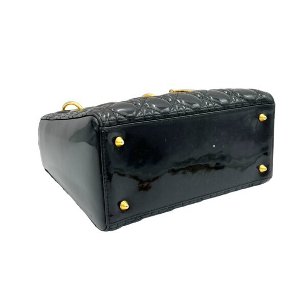Lady Dior Medium Black Top Handle Bag in Patent Leather, Gold hardware - Image 5