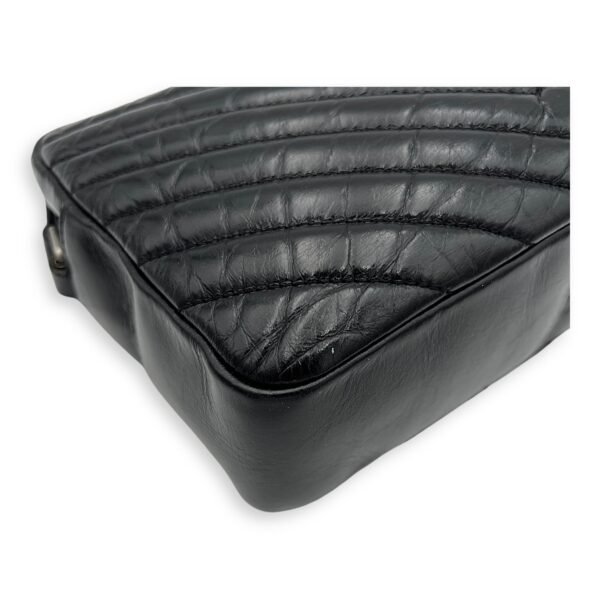 Lou Crossbody Bag Black in Calfskin, Silver hardware - Image 11
