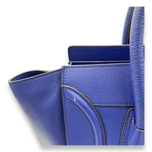 Luggage Top Handle Bag Mini Blue in Calfskin, Gold hardware - Image 7