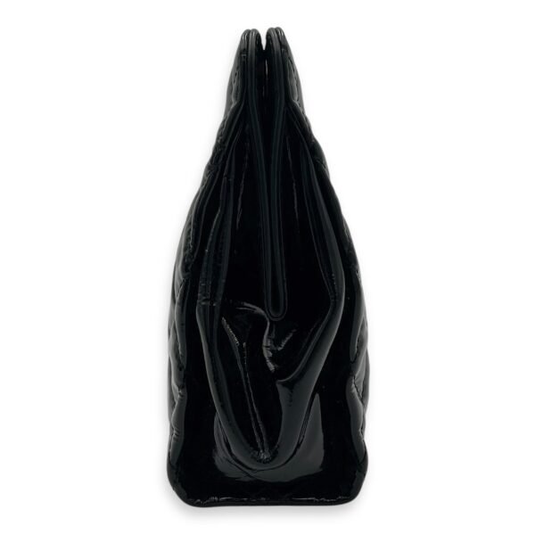 CC Quilted Black Clutch in Patent Leather, Silver hardware - Image 4