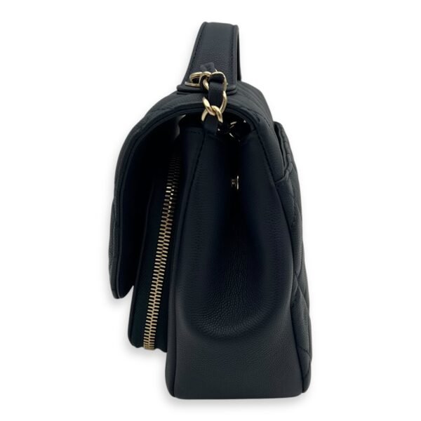 Business Affinity Top Handle Bag Blue in Caviar Leather, Light Gold hardware - Image 4