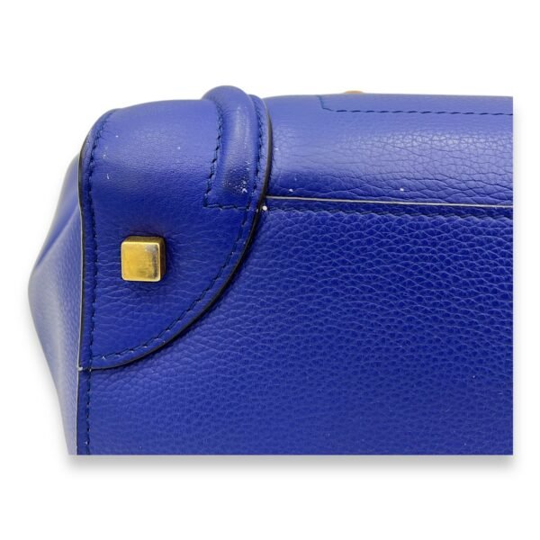 Luggage Top Handle Bag Mini Blue in Calfskin, Gold hardware - Image 8