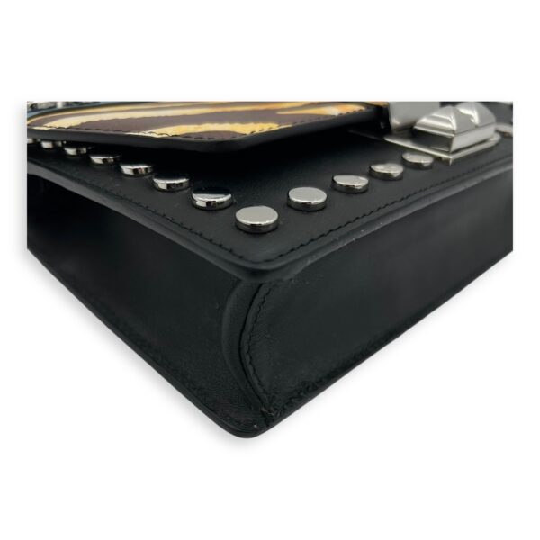 Studs Clutch Black in Calfskin, Silver hardware - Image 8