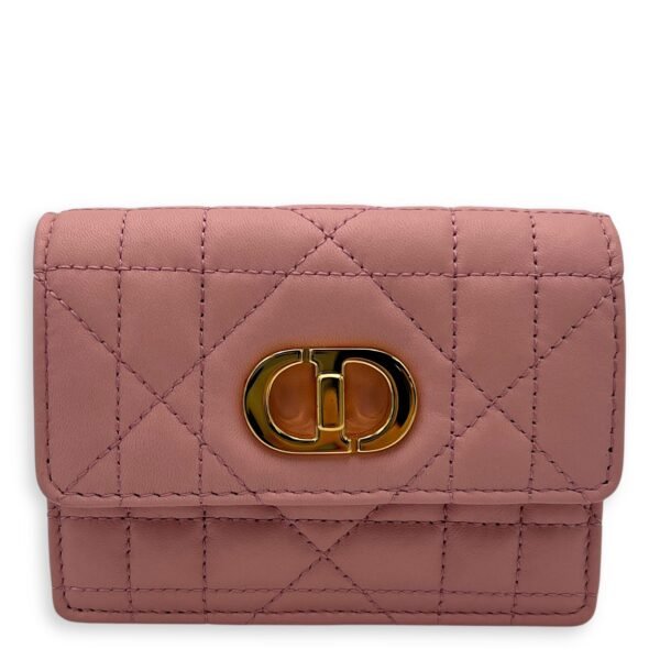 Caro Wallet On Chain Pink in Lambskin, Gold hardware