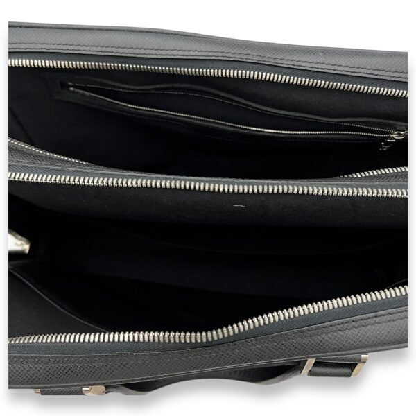 Igor Large Black Duffle Bag in Taiga Leather, Silver hardware - Image 6