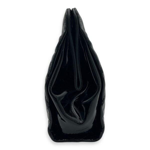 CC Quilted Black Clutch in Patent Leather, Silver hardware - Image 3