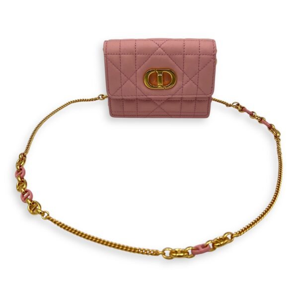 Caro Wallet On Chain Pink in Lambskin, Gold hardware - Image 11