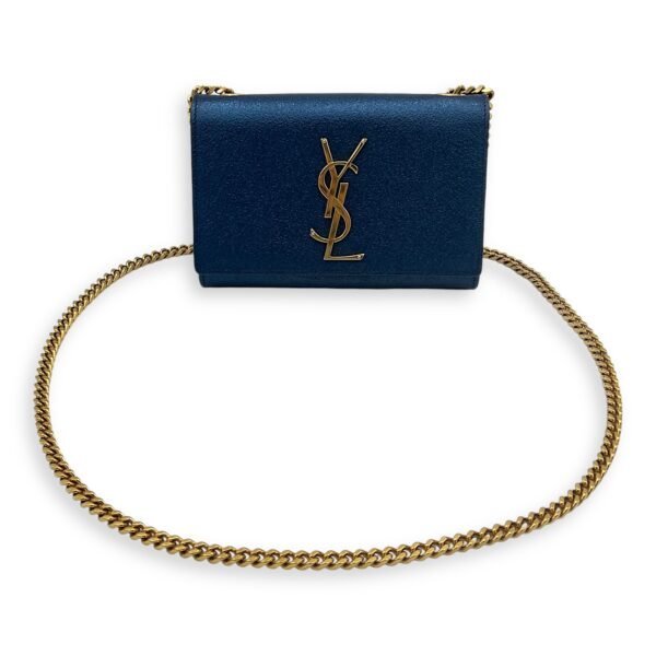 Kate Mini Blue Crossbody Bag in Calfskin, Gold hardware - Image 9