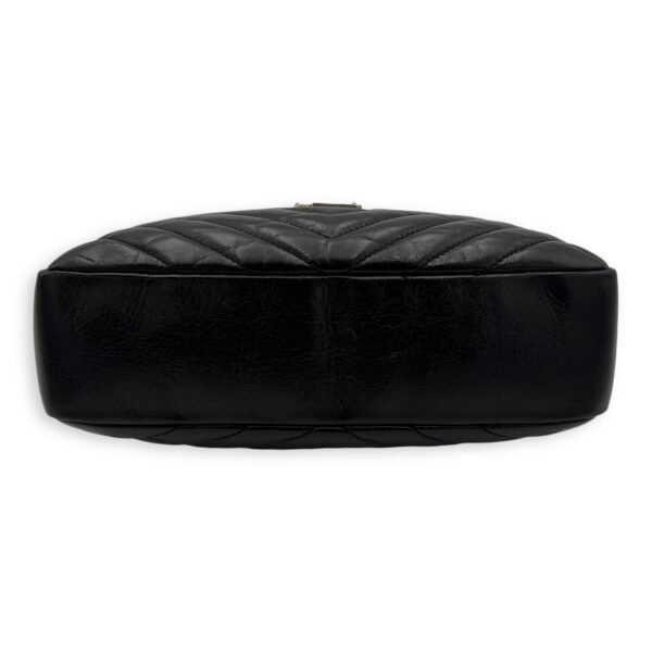 Lou Crossbody Bag Black in Calfskin, Silver hardware - Image 5
