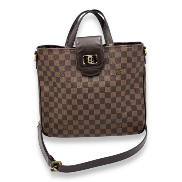 Logo Top Handle Bag Brown in Coated Canvas, Gold hardware - Image 7