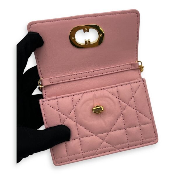 Caro Wallet On Chain Pink in Lambskin, Gold hardware - Image 7