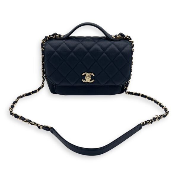 Business Affinity Top Handle Bag Blue in Caviar Leather, Light Gold hardware - Image 11
