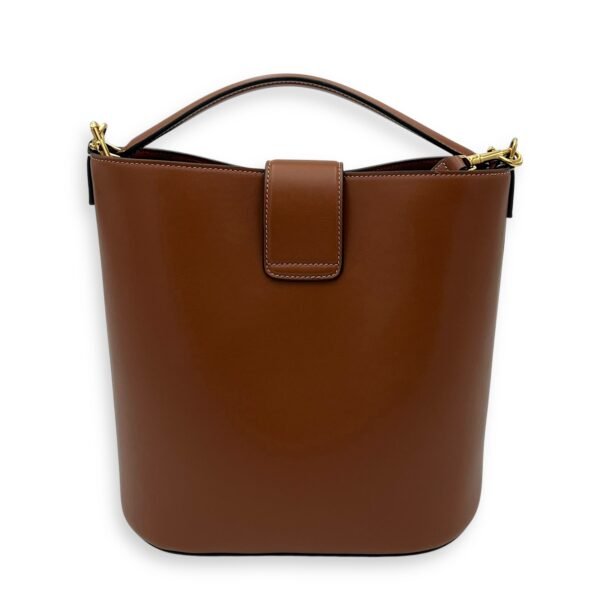 Louise Medium Brown Bucket Bag in Calfskin, Gold hardware - Image 2