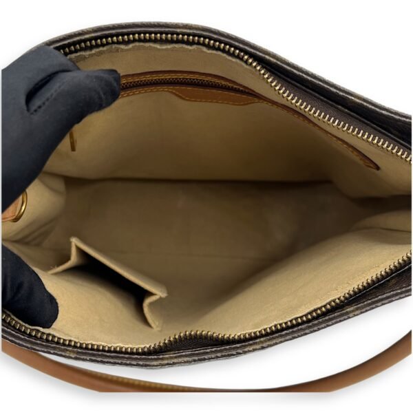 Looping GM Brown Shoulder Bag in Monogram Coated Canvas, Gold hardware - Image 6