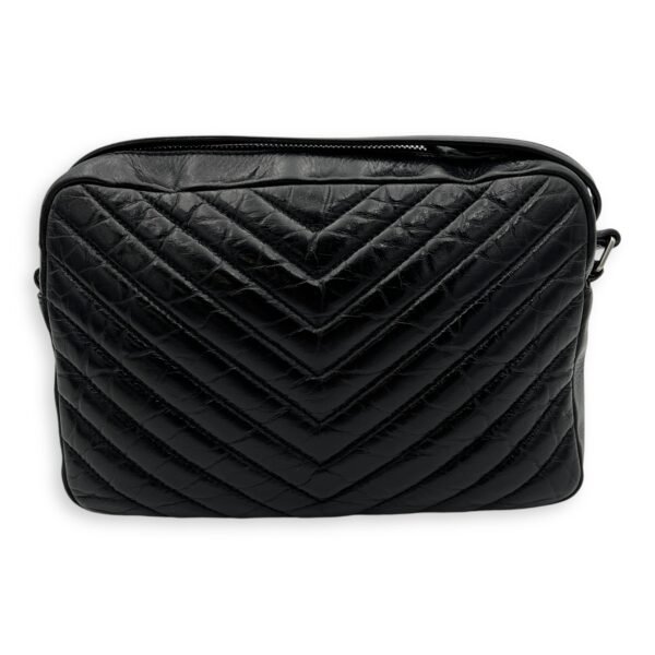 Lou Crossbody Bag Black in Calfskin, Silver hardware - Image 2