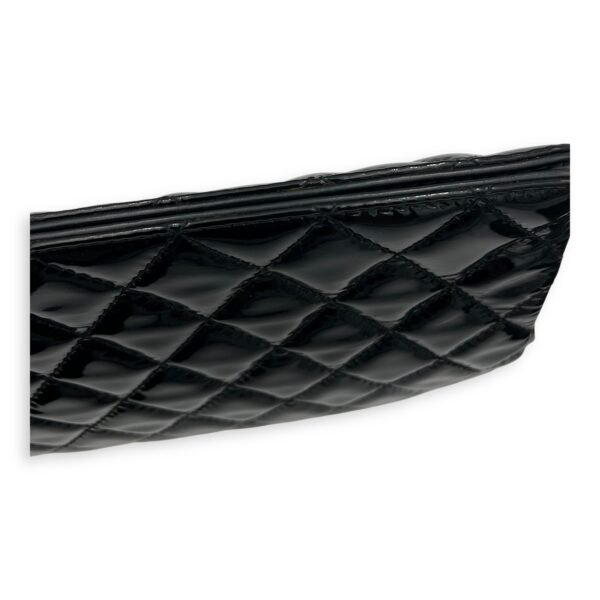 CC Quilted Black Clutch in Patent Leather, Silver hardware - Image 8