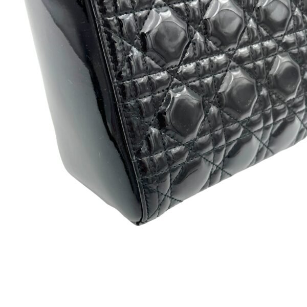 Lady Dior Medium Black Top Handle Bag in Patent Leather, Gold hardware - Image 10
