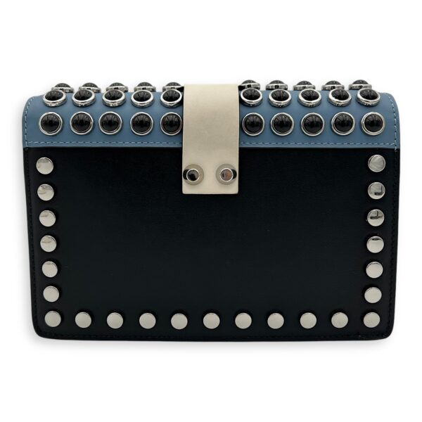 Studs Clutch Black in Calfskin, Silver hardware - Image 2