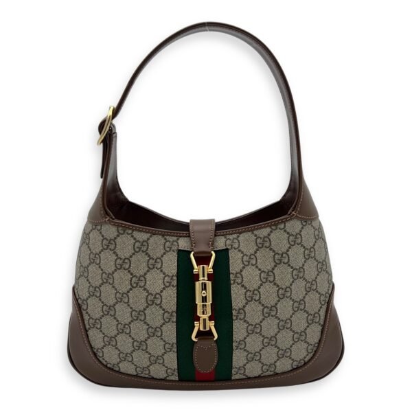 Jackie 1961 Shoulder Bag Brown in Monogram Coated Canvas, Gold hardware