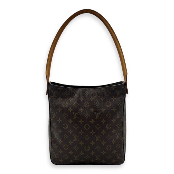 Looping GM Brown Shoulder Bag in Monogram Coated Canvas, Gold hardware - Image 2