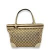 Mayfair Medium Brown Top Handle Bag in Canvas, Gold hardware
