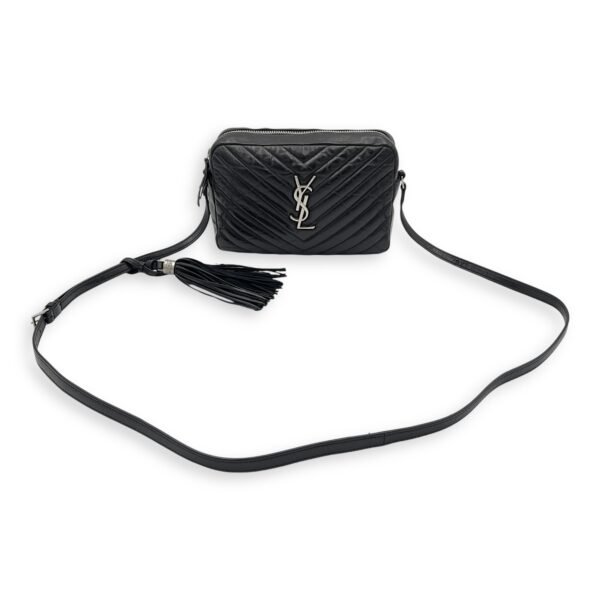 Lou Crossbody Bag Black in Calfskin, Silver hardware - Image 14