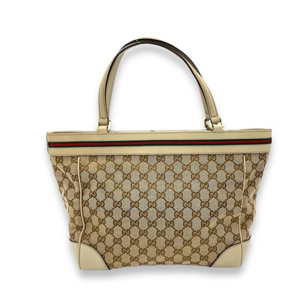 Mayfair Medium Brown Top Handle Bag in Canvas, Gold hardware - Image 2