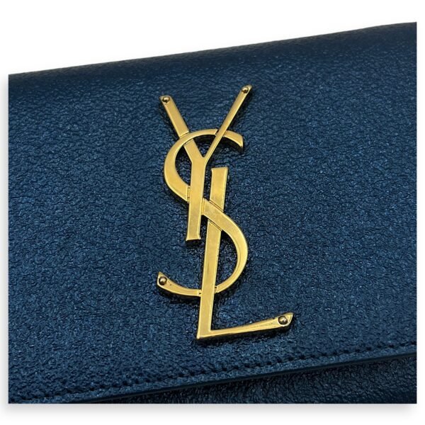 Kate Mini Blue Crossbody Bag in Calfskin, Gold hardware - Image 7
